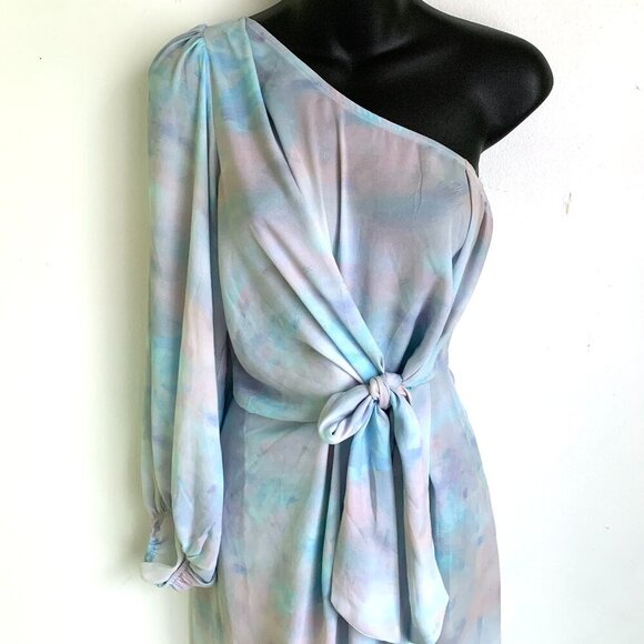 Skylar + Madison Pastel Watercolor One-Shoulder Mini Dress - Picture 3 of 7